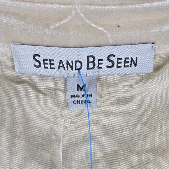 See and Be Seen Size Med Cream Colored Quilted Shacket Button Front NWT - Picture 11 of 16